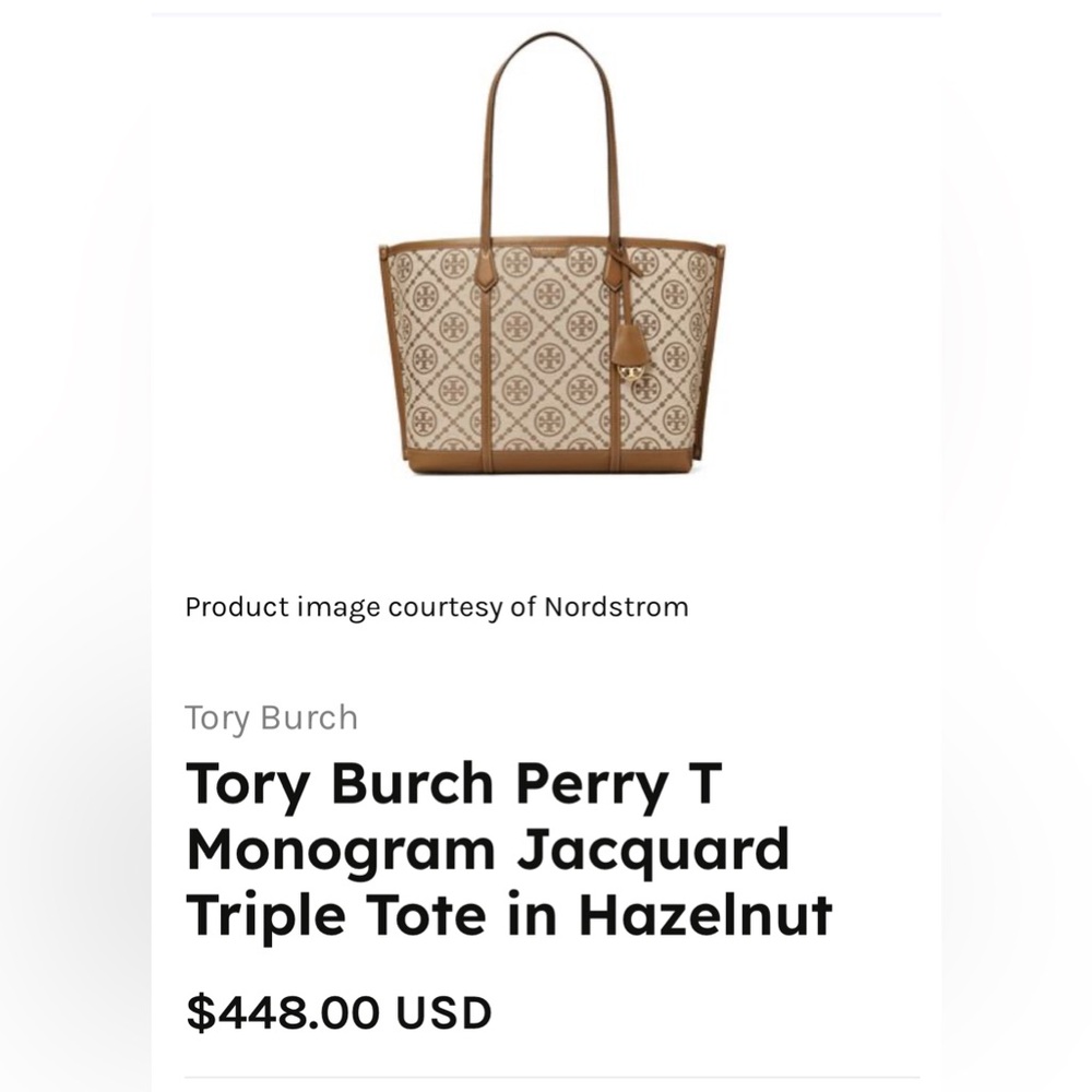 Tory Burch T Monogram Perry Tote - Hazulnut